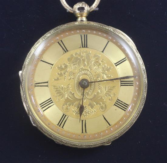 An 18ct engraved gold keywind dress pocket watch,